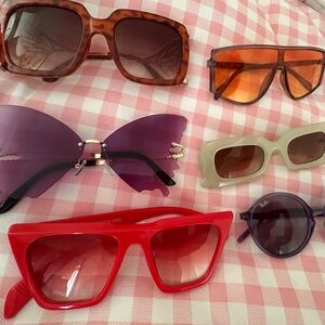Betsey Johnson Red, Purple, and Brown Sunglasses Set